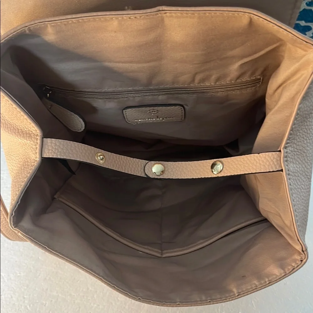 Nanette Lenore Logan Vegan Leather Backpack purse handbag handle adjustable tan